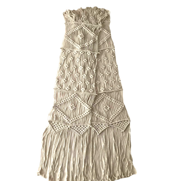 Macrame Table Runner Wall Hanging  Boho Natural 160" x 12 "+ 12" Fringe - Picture 3 of 4